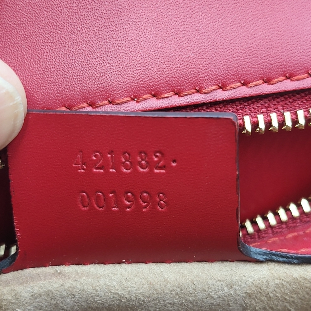 GUCCI Red Calfskin Leather Small Sylvie Shoulder Bag..Authentic.. - Picture 12 of 16